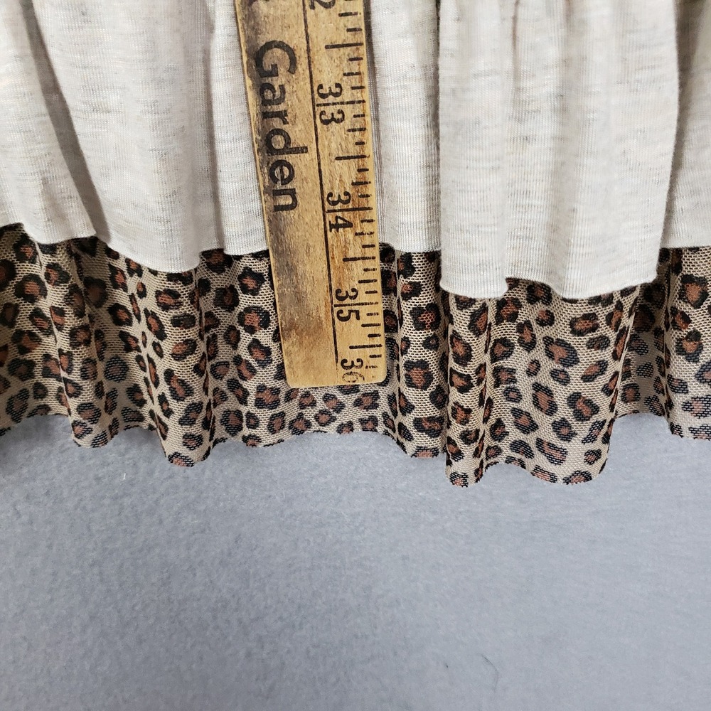 Jade By Jane Sz 1X Tee Shirt Dress Cream Leopard Layered Lagenlook Neutral Comfy - Picture 7 of 7